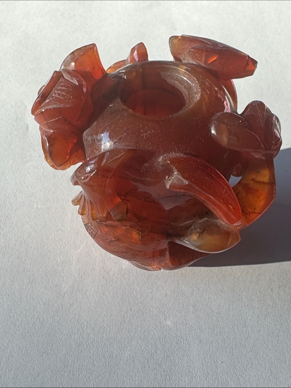 Amber carved agate urn